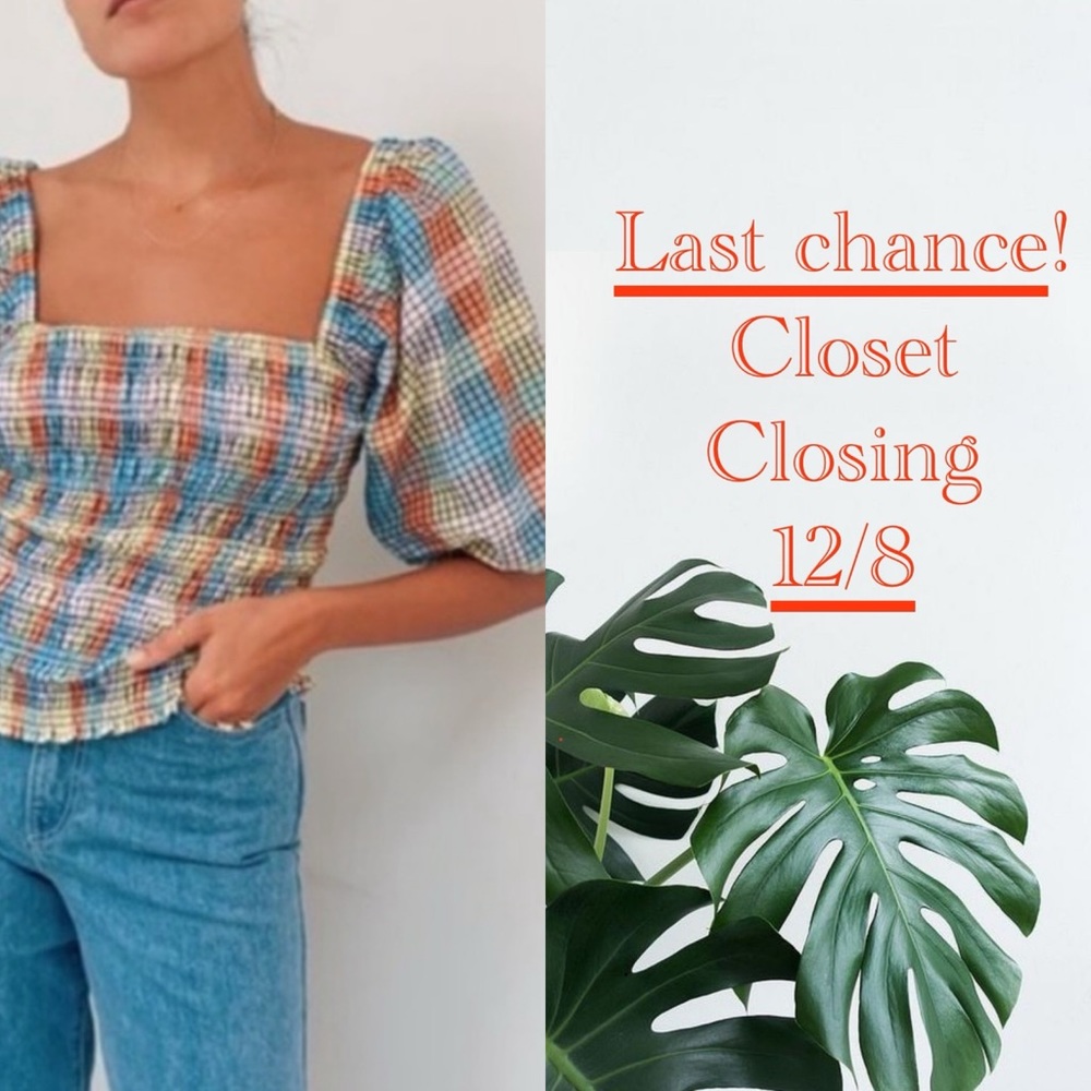 GANNI seersucker plaid rainbow top US 10/ EU 42